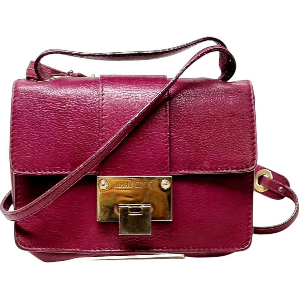 439248AU (G3) Jimmy Choo Crossbody Bag Purple Leather